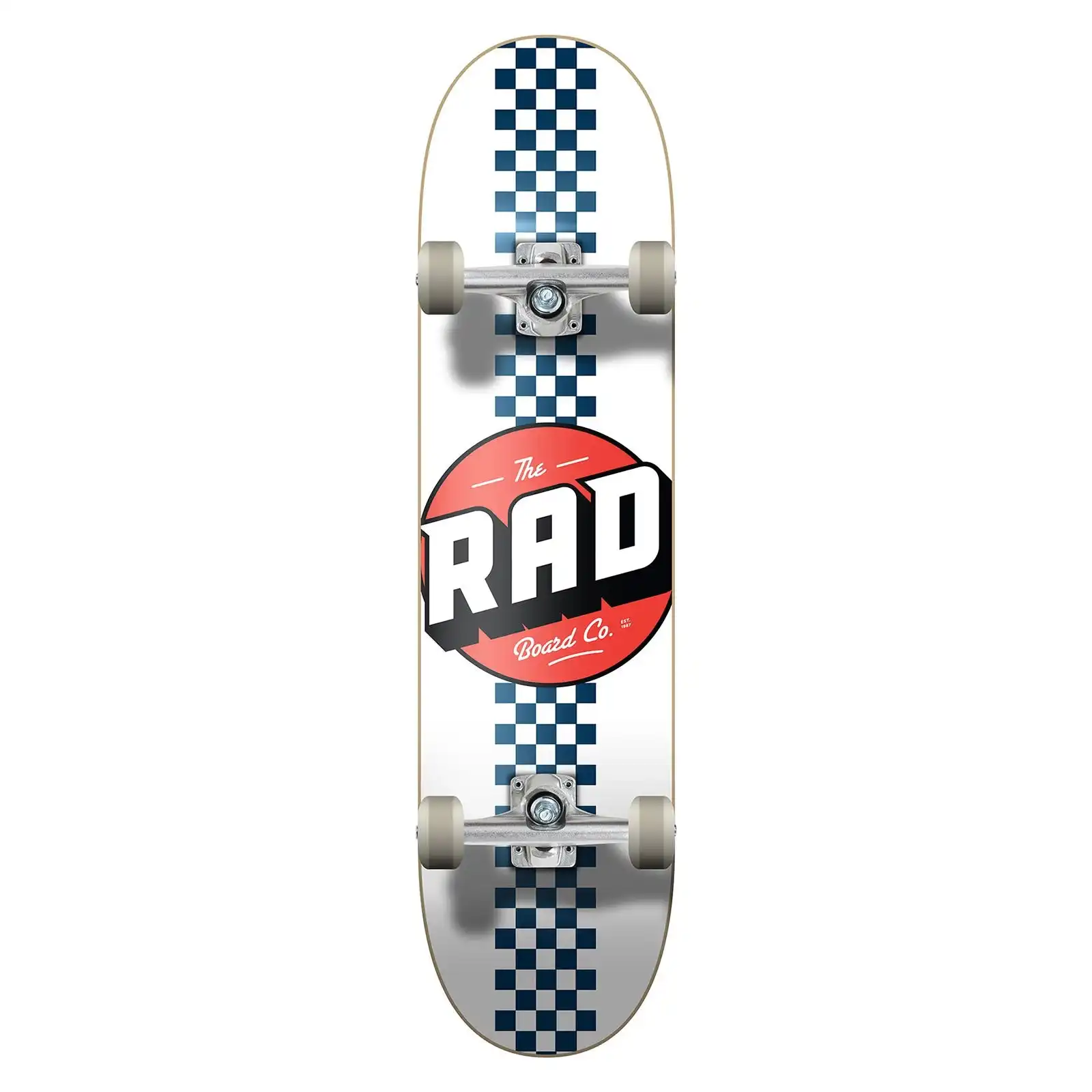 RAD Complete Progressive 7.75" x 31" Skateboard  - Checker Stripe White/Navy