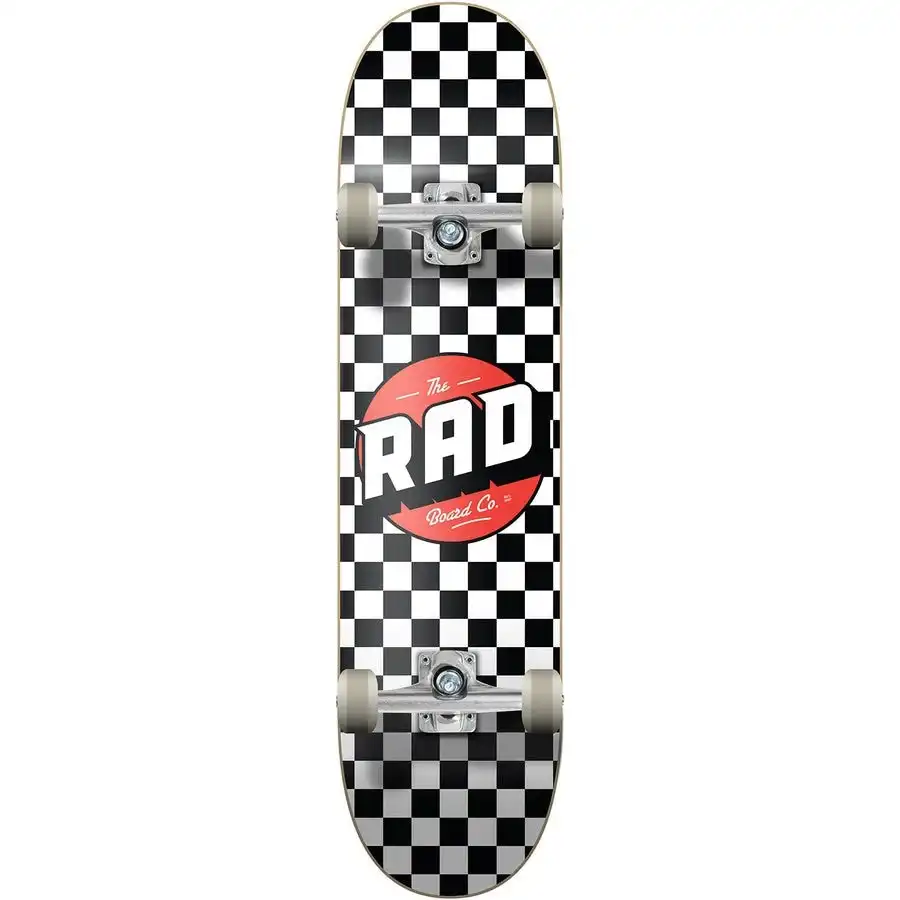 RAD Complete Dude Crew 6.75" x 30" Skateboard - Checkers Black / White