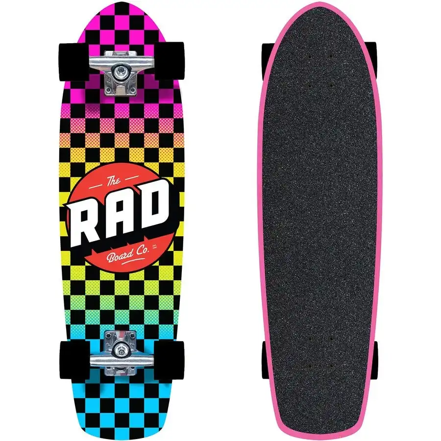 RAD Complete Dude Crew 6.75" x 30" Skateboard Checkers - Rasta Fade