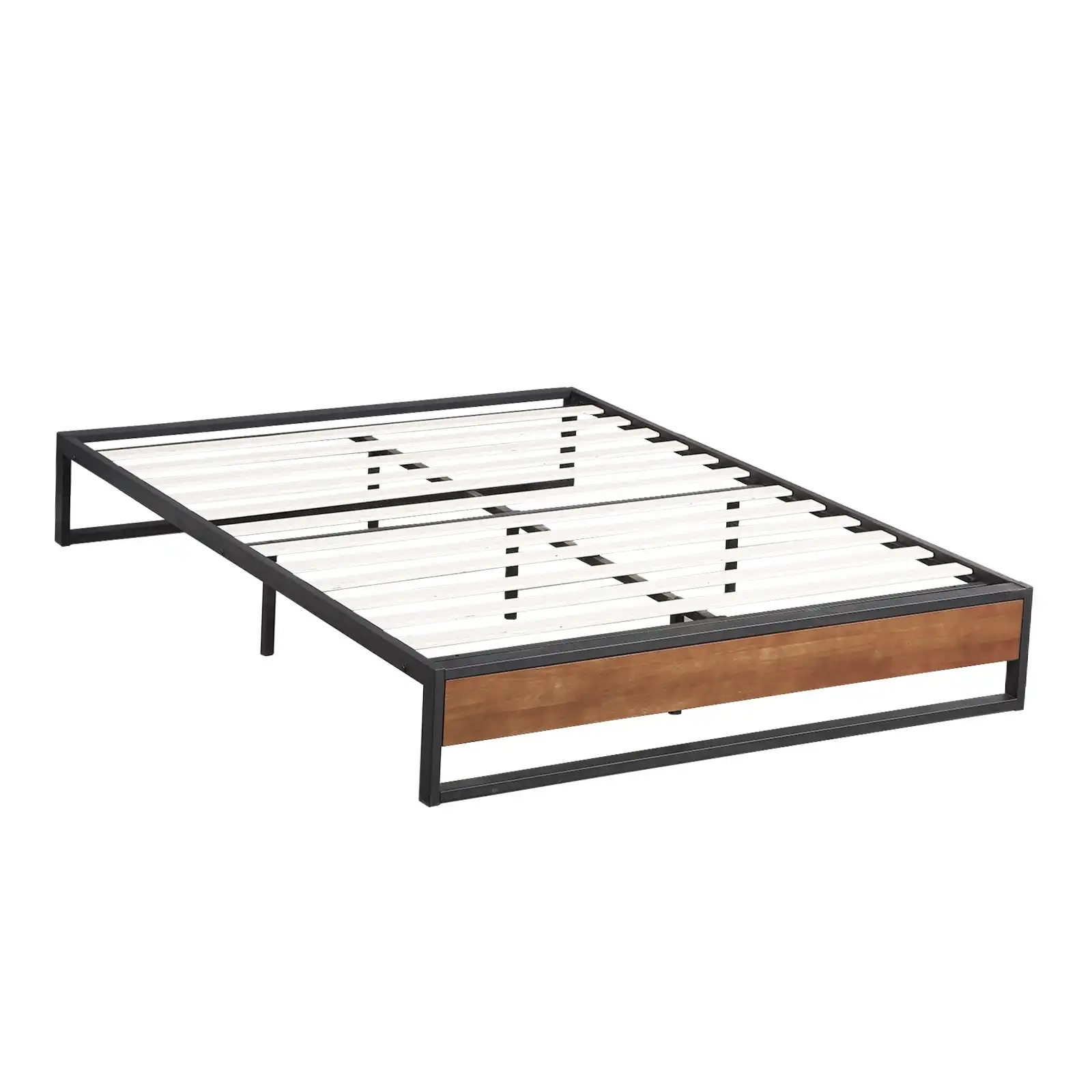 Milano Decor Sorrento Metal Wood Bed Frame Mattress Base Platform Modern Black