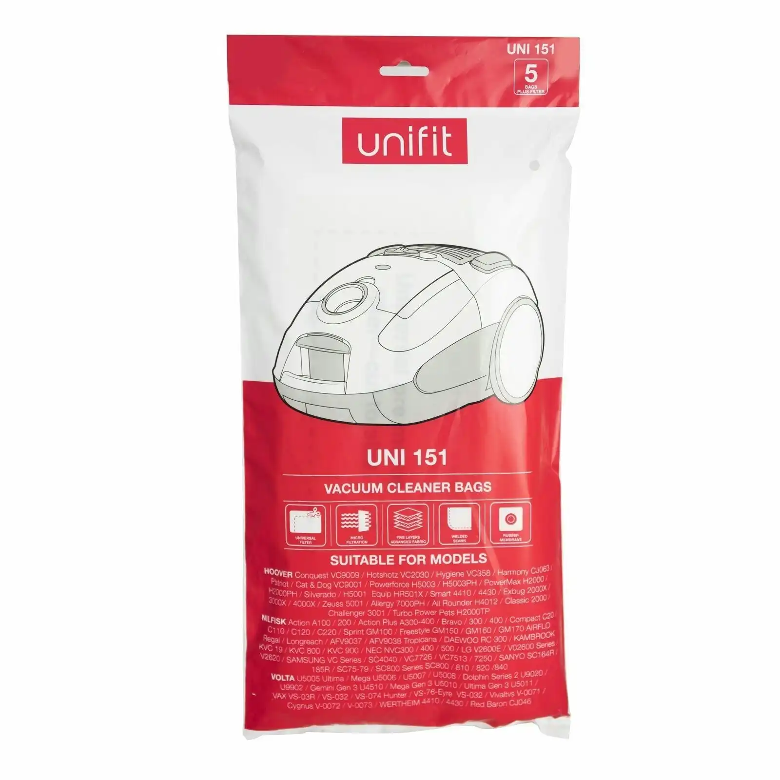 CleanUp by Unifit CU 151 Replacement Vacuum Bags (5 Pack)