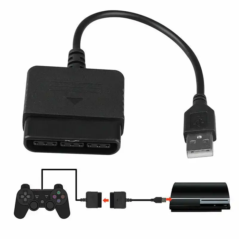 Cable Converter For PS2 Controller to PS3 PC USB Adapter Converter Cable