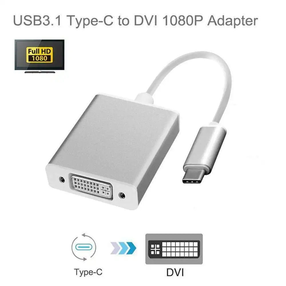 USB 3.1 Type-C to DVI Video Converter Cable USB-C for MacBook Laptop