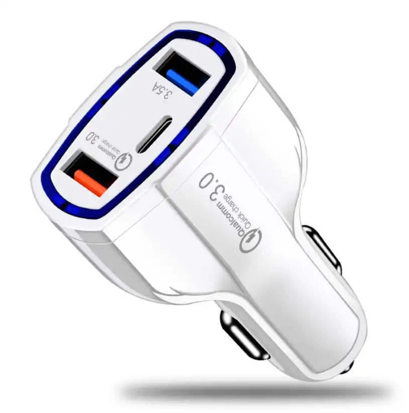 3 Port USB PD Quick Fast Car Charger QC3.0 Adapter Cigarette Lighter Socket