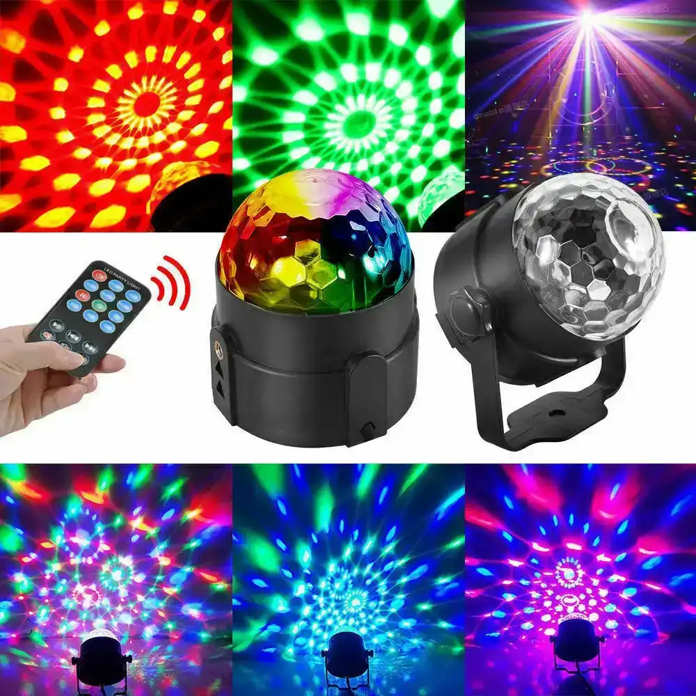 RGB LED Disco Ball DJ Party Light Effect Strobe Remote USB Auto Sound Activated