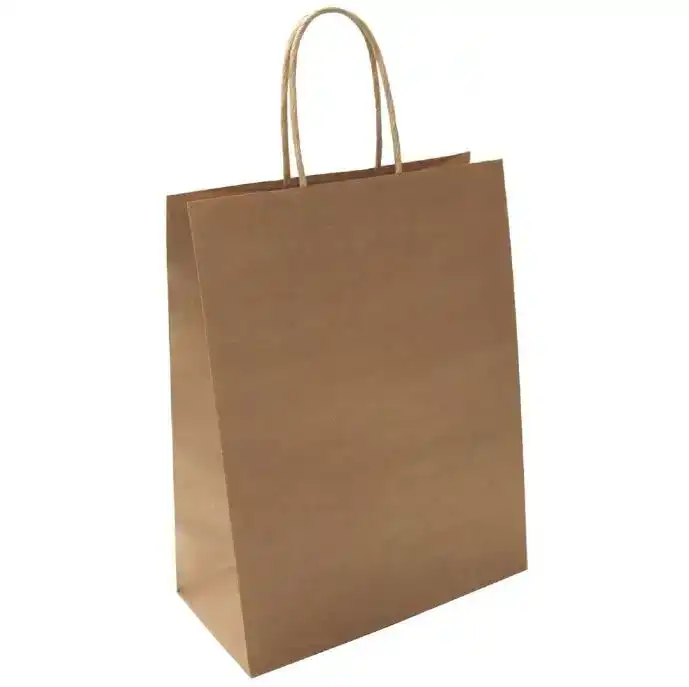 50x STRONG Kraft Paper Bags , Gift Carry Craft Brown Bag with Handles | 24x33x8cm Size