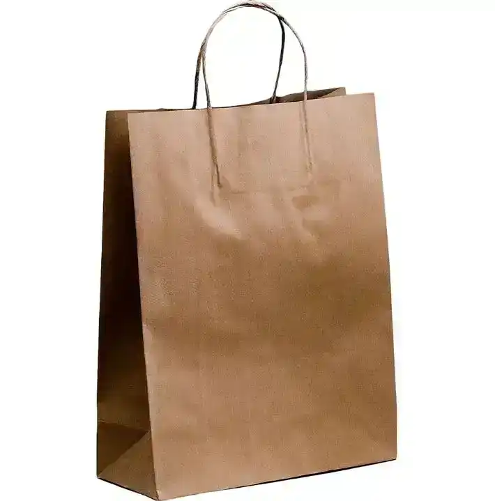 50x Kraft Paper Bags Bulk Gift Carry Craft Brown Bag with Handles | 19x25x8cm