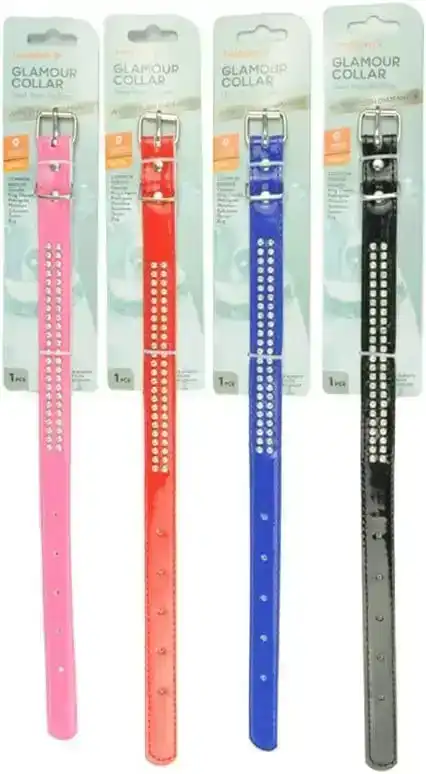 Trendypets Dog Collar With Diamantes Small 38Cm X 1.5Cm 4Pce 4 Color Assorted