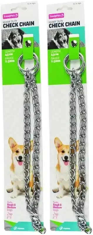 Trendypets Dog Check Chain 45Cm 2Pce Length Suits Small Medium Dogs Heavy Duty Control