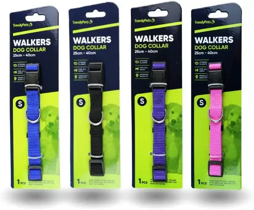 Trendypets Walkers Dog Collar 25Cm X 40Cm Clip On Small Size 4Pce 4 Color Assorted