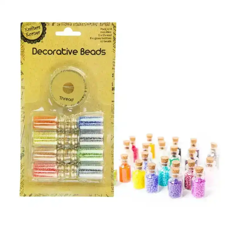 [8Pce] Krafters Korner Decorative Beads - 8 Assorted Colors