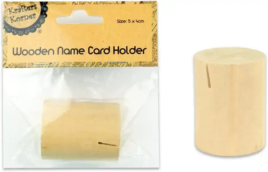 2Pk Krafters Korner Round Wooden Name card Holder 5X4CM natural Wood Color