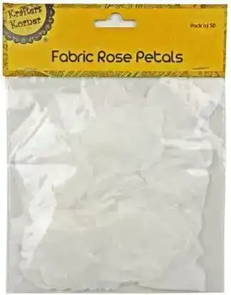 [50Pcs] Krafters Korner Fabric Rose White Petals