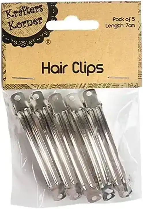 [5Pce] Krafters Korner Jewellery Hair Clips- Silver (7Cm)