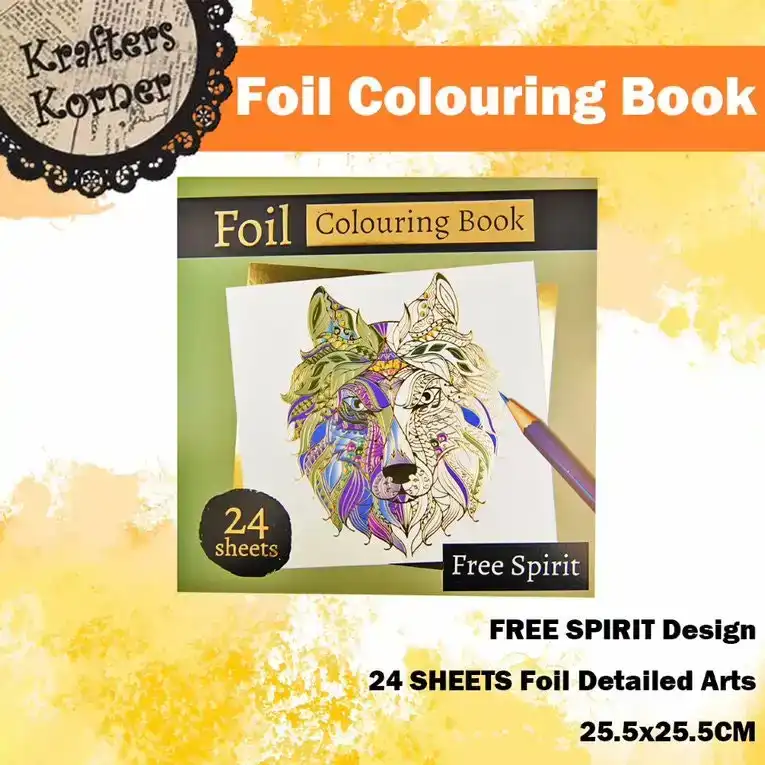 Square Foil Colouring Book - Spirit Theme - 24 Sheets - (25.5X25.5Cm)