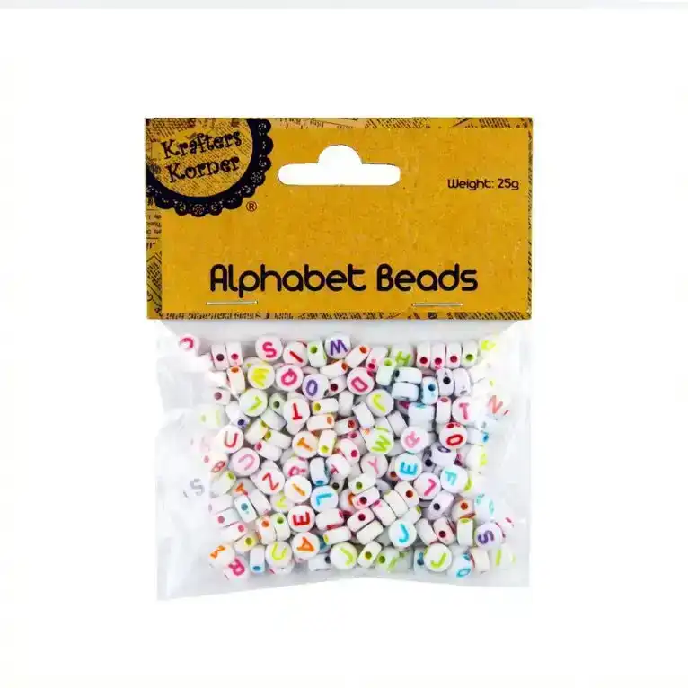 Krafters Korner Alphabet Beads - Assorted Colors (25G)