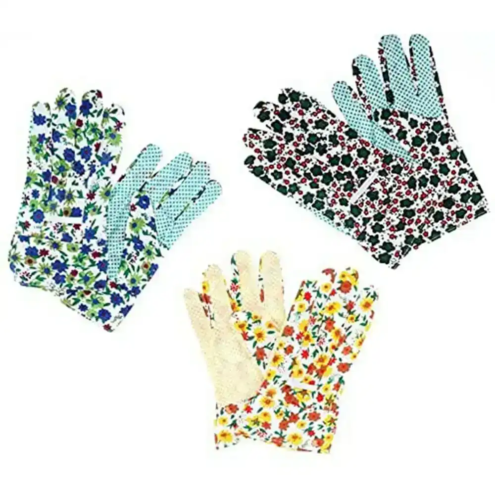 Garden Greens 3 Pack Garden Gloves With Grip Polyester/Cotton Blend Coated Gardening Gloves