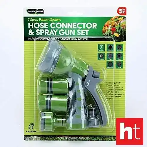Garden Greens Hose Connector & Soft Grip Spray Gun Set Suits 12mm
