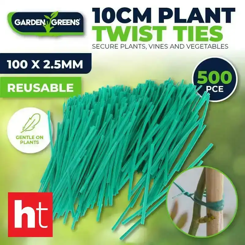 Garden Greens 500 pcs 100mm x 2.5mm Multipurpose Gardening Plant Wire Twist Ties Plastic Coate