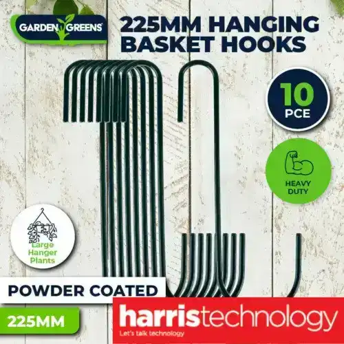 Garden Greens 10PCE Hanging Basket Hooks Powder Coated Easy Hang/Remove 225mm