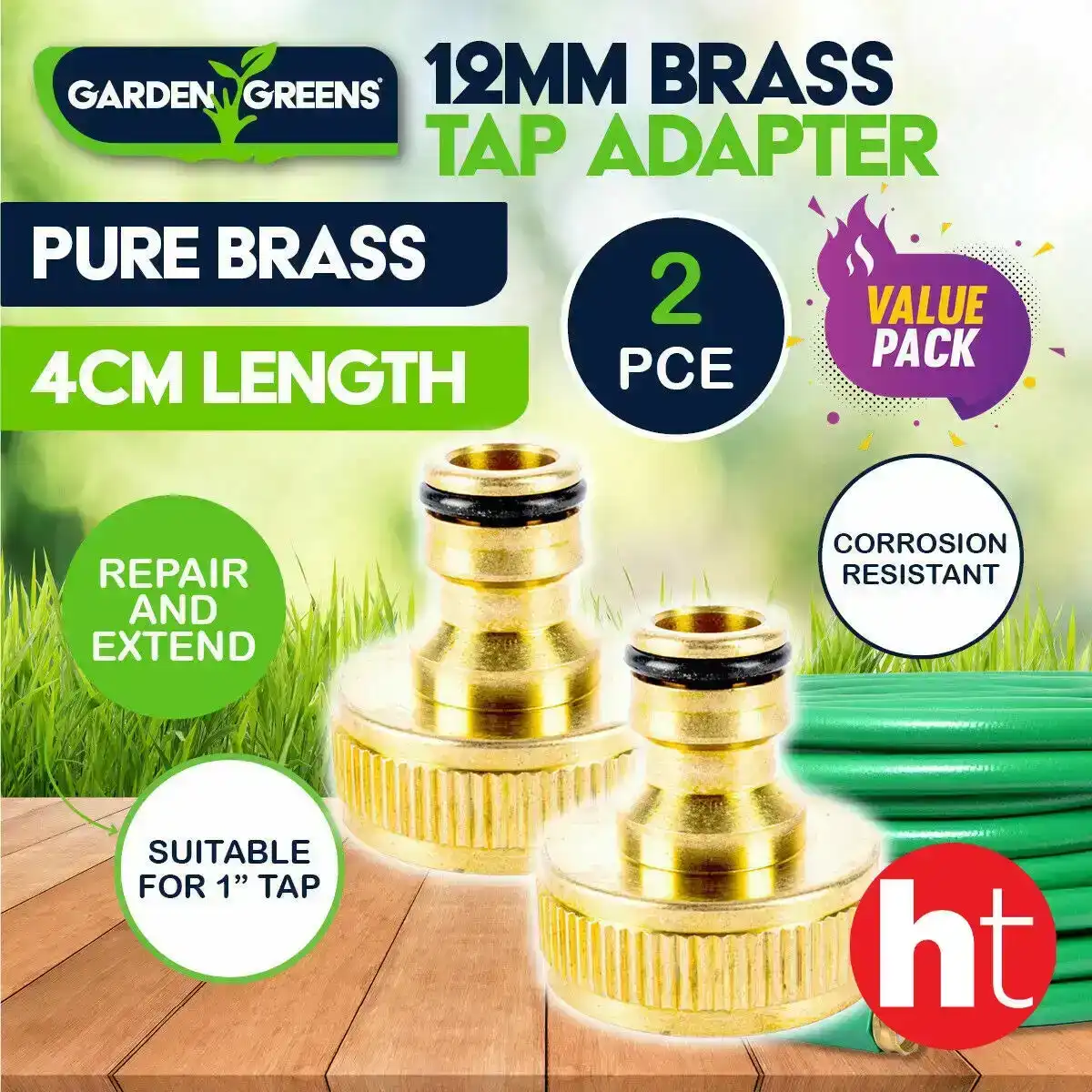 Garden Greens 2PCE Pure Brass Standard Size Rust Proof 4cm