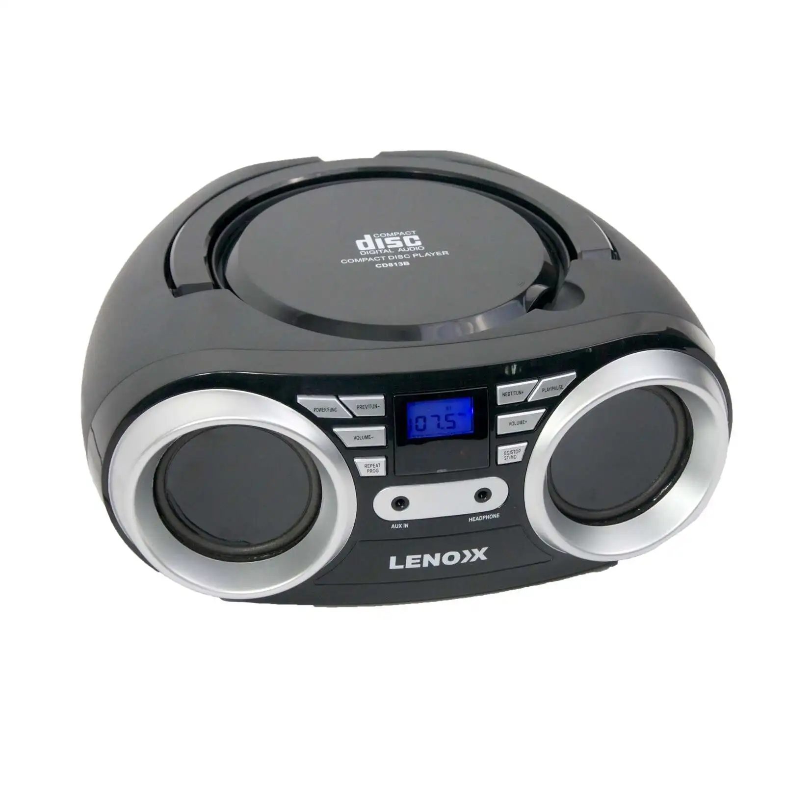 Portable CD Player (Black) 4W Speaker with FM Radio & AUX In