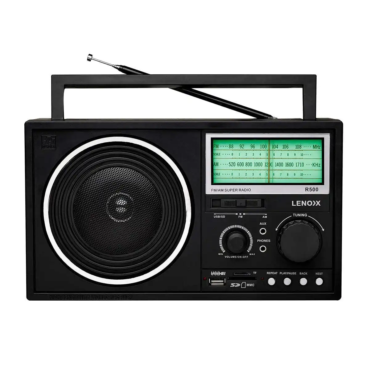 Super Radio with Antenna (Black) Battery Operated w/ Bandwidth 540-1710