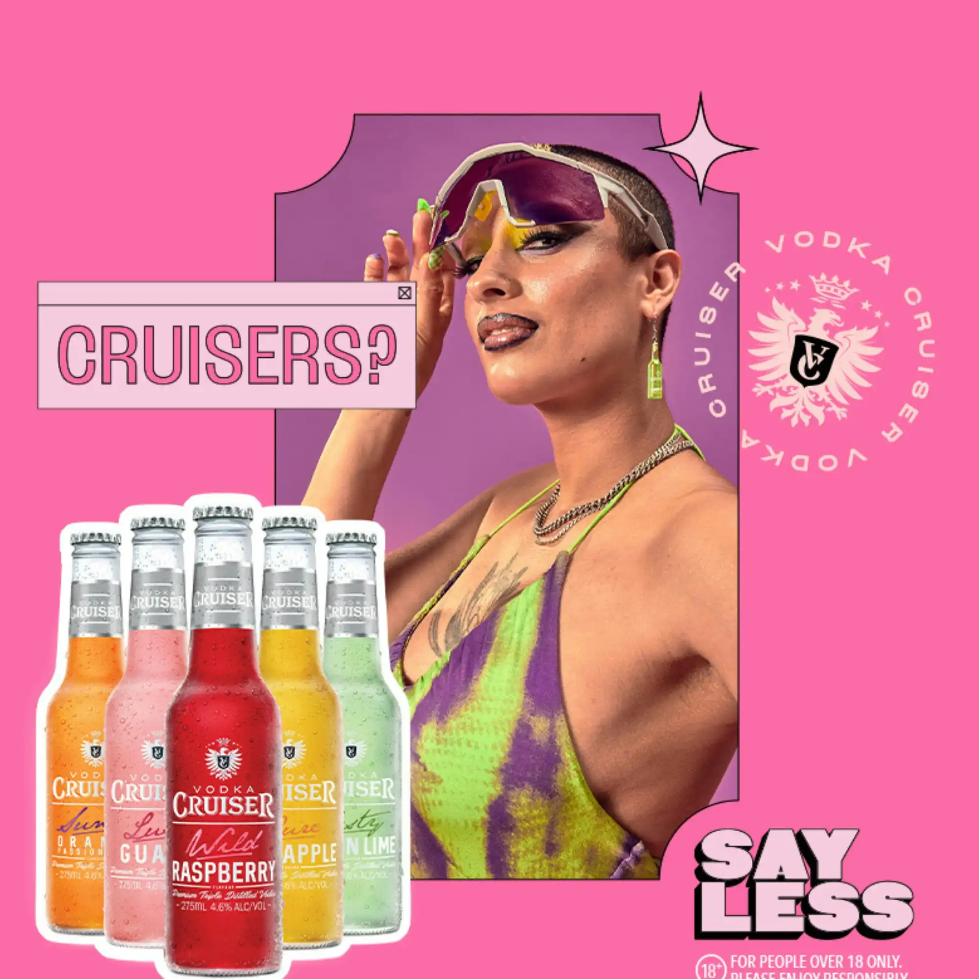 Vodka Cruiser Wild Raspberry 4.6% 24 x 275mL Bottles