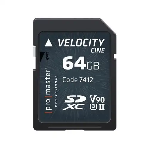 ProMaster SDXC Velocity CINE 64GB - V90 Video Speed Class 2000x 300MB/s UHS-II U3