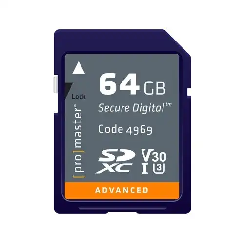 ProMaster SDXC Advanced 64GB 633x 95MB/s UHS-I, U3, V30 Memory Card