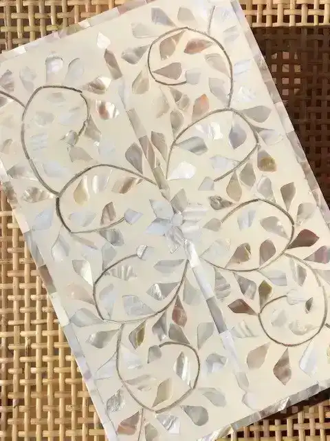 Zohi Interiors Mother of Pearl Inlay Box in Floral/Ivory