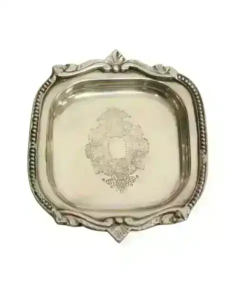 Provincial & Rustic Beaded Tray in Silver
