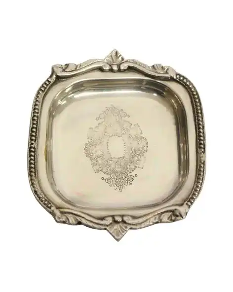 Provincial & Rustic Beaded Tray in Silver