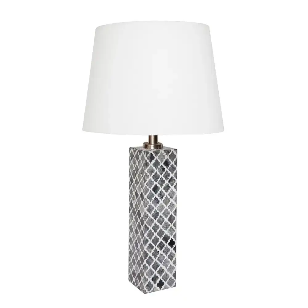 Luxe Living Bone Inlay Moroccan Table Lamp in Grey