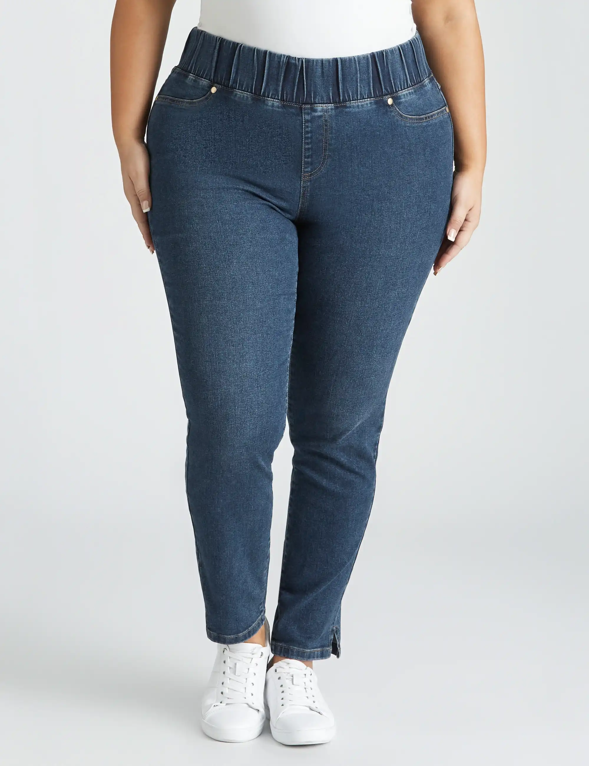 beme Pull On Wide Waistband Jeans