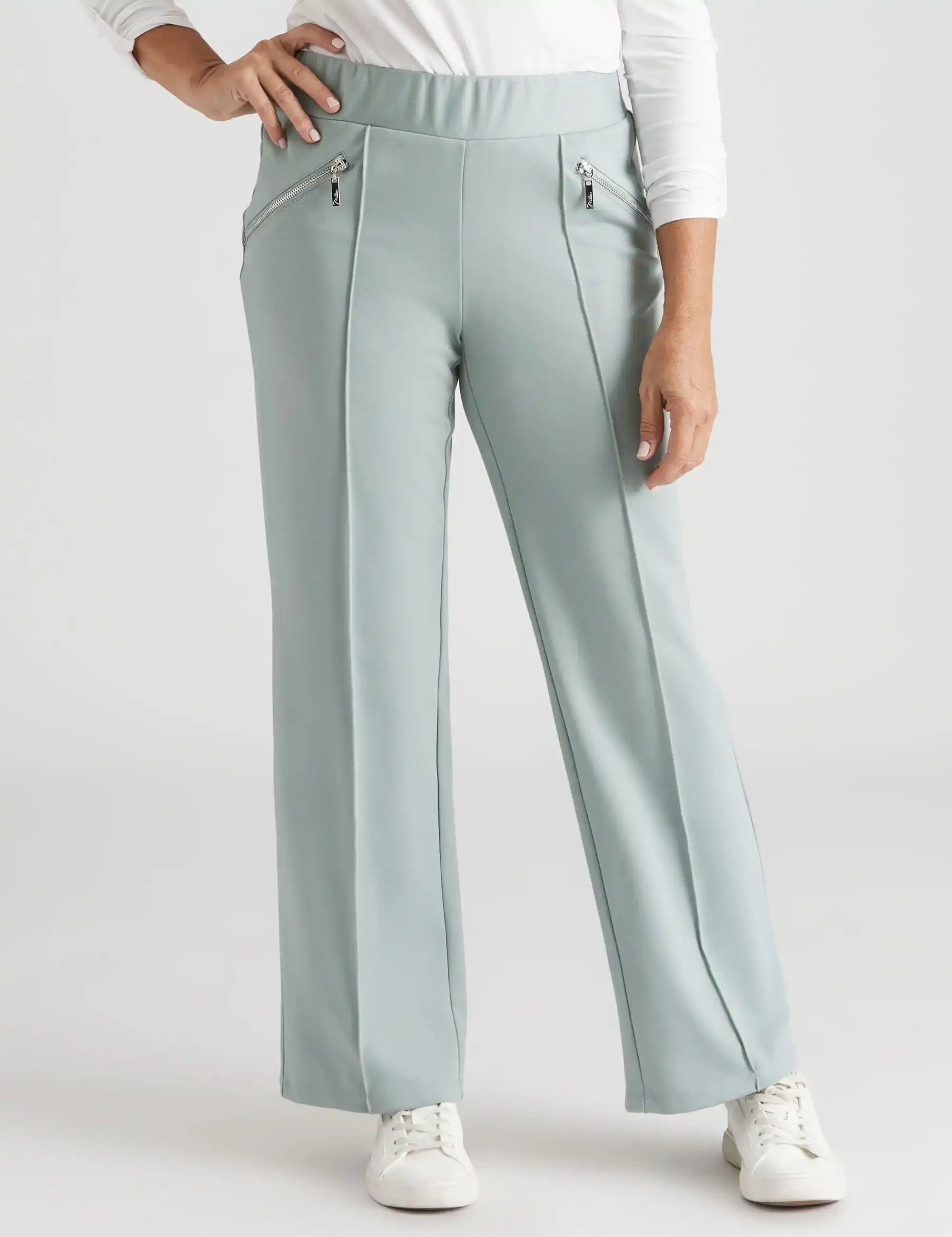 Millers Full Length Wide Leggs Pannelled Ponte Zipped Pants