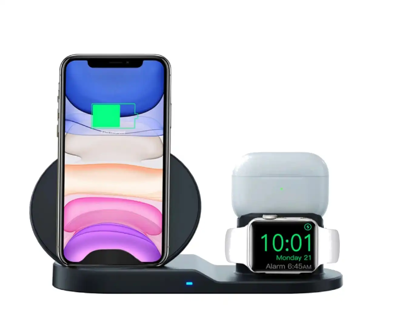 10W 3-in-1 Fast Charge Triple Wireless Charger Station for Apple (Black)