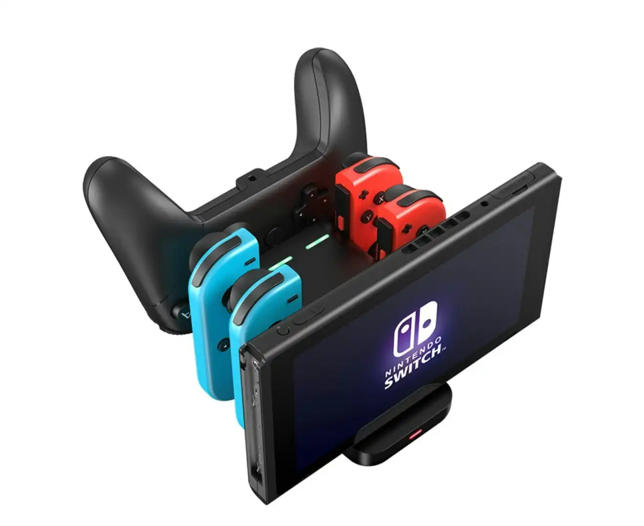 6-in-1 Nintendo Switch Multi Charging Dock Station for Joy-Con, Pro Controller & Console, Black