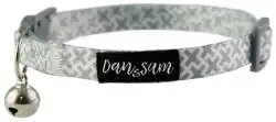 Dan & Sam  Adjustable Polyester Webbing Collar  Grey Kisses