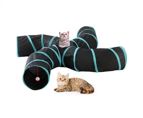 Pet Cat Kitten Puppy 4-Way Foldable Exercise Play Tunnel