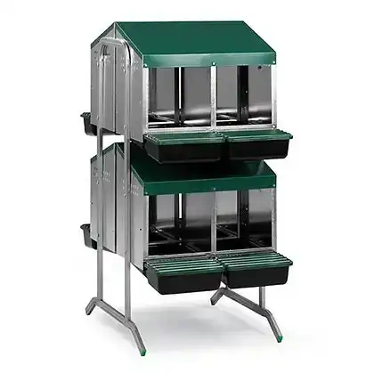 Deluxe Steel Battery Rollaway Nesting Box - 8 Compartments Double Sided