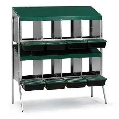 Deluxe Steel Battery Rollaway Nesting Box - 8 Compartments