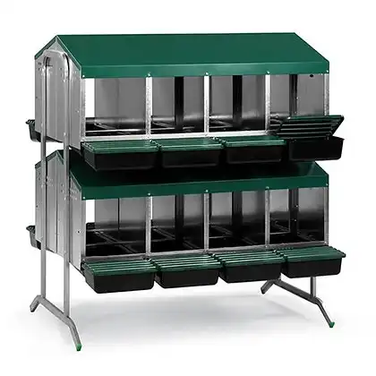 Deluxe Steel Battery Rollaway Nesting Box - 12 Compartments Double Sided