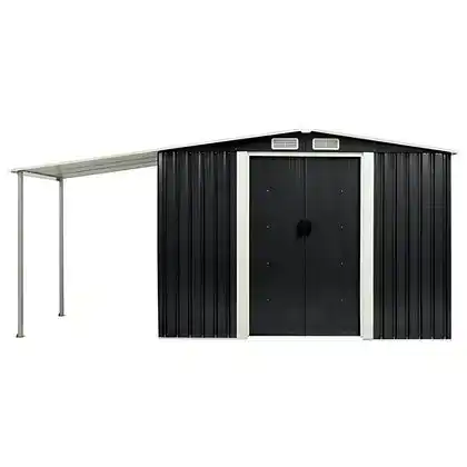 Steel Garden Shed with Sliding Doors - 386 x 131 x 178 cm