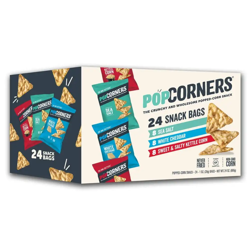 Popcorners 24 Snack Bags Variety Pack, 24 x 28g bags, 672g