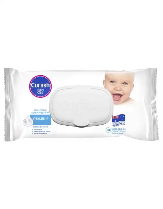 Curash Babycare Vitamin E Baby Wipes 80 Pack