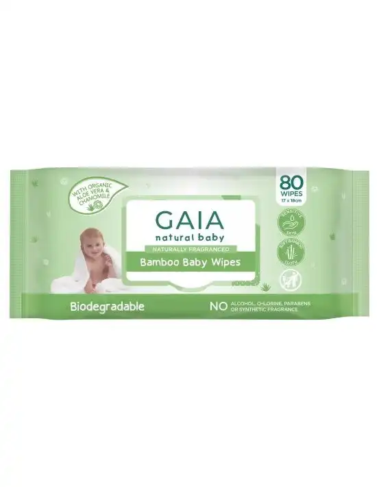 Gaia Natural Baby Bamboo Wipes 80 Pack