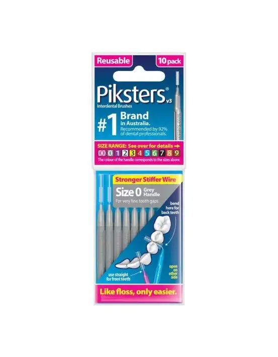 Piksters Interdental Brush Size 0 Grey 10 Pack