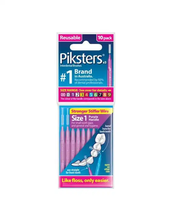 Piksters Interdental Brush Size 1 Purple 10 Pack