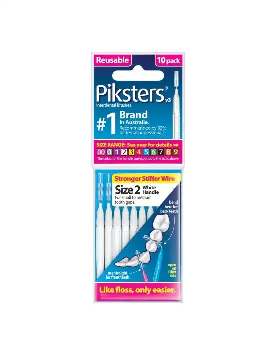 Piksters Interdental Brush Size 2 White 10 Pack